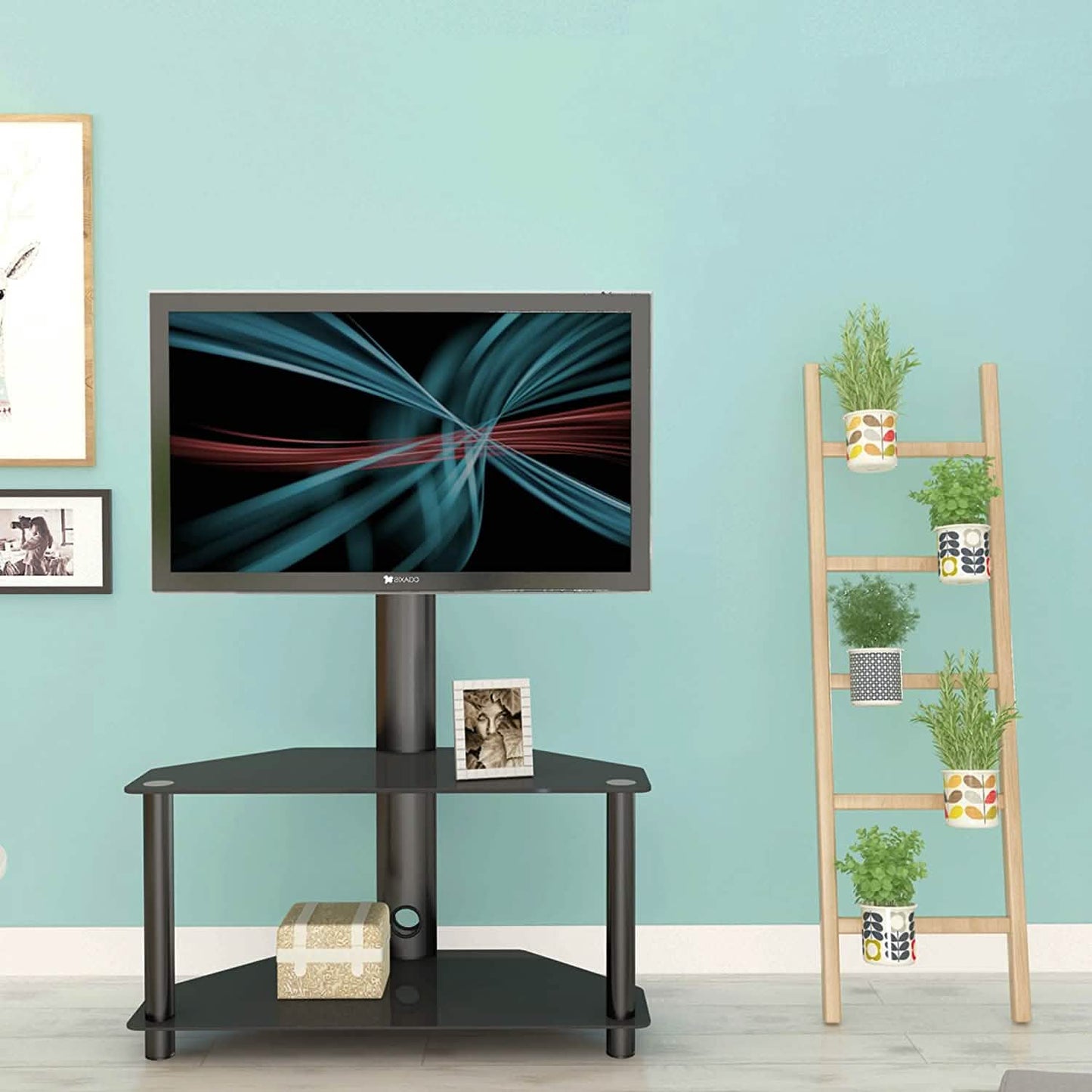 Multifunctional Tempered Glass Metal Frame Floor TV Stand DailySale
