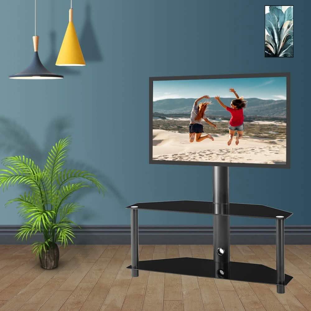 Multifunctional Tempered Glass Metal Frame Floor TV Stand DailySale
