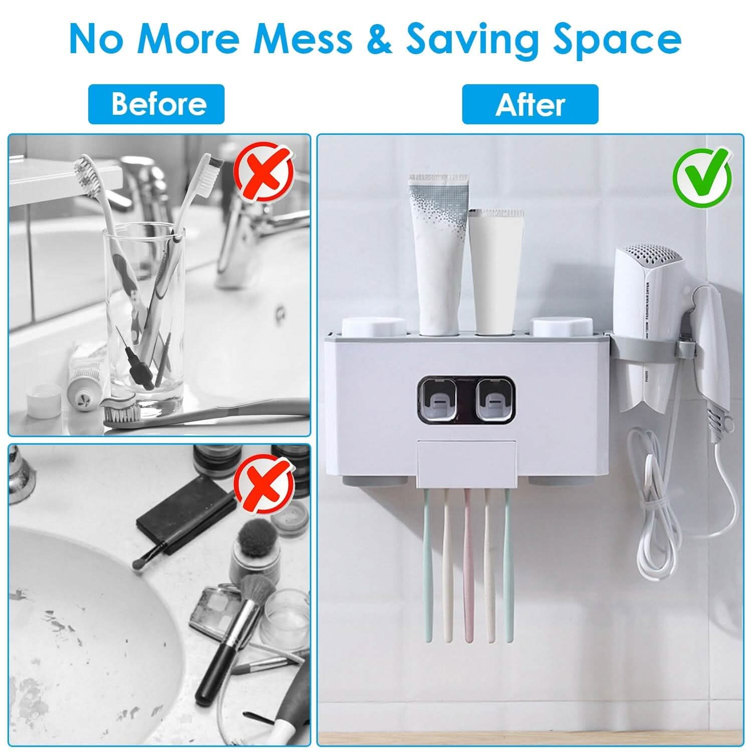Multifunctional Wall Mount Toothbrush Organizer DailySale