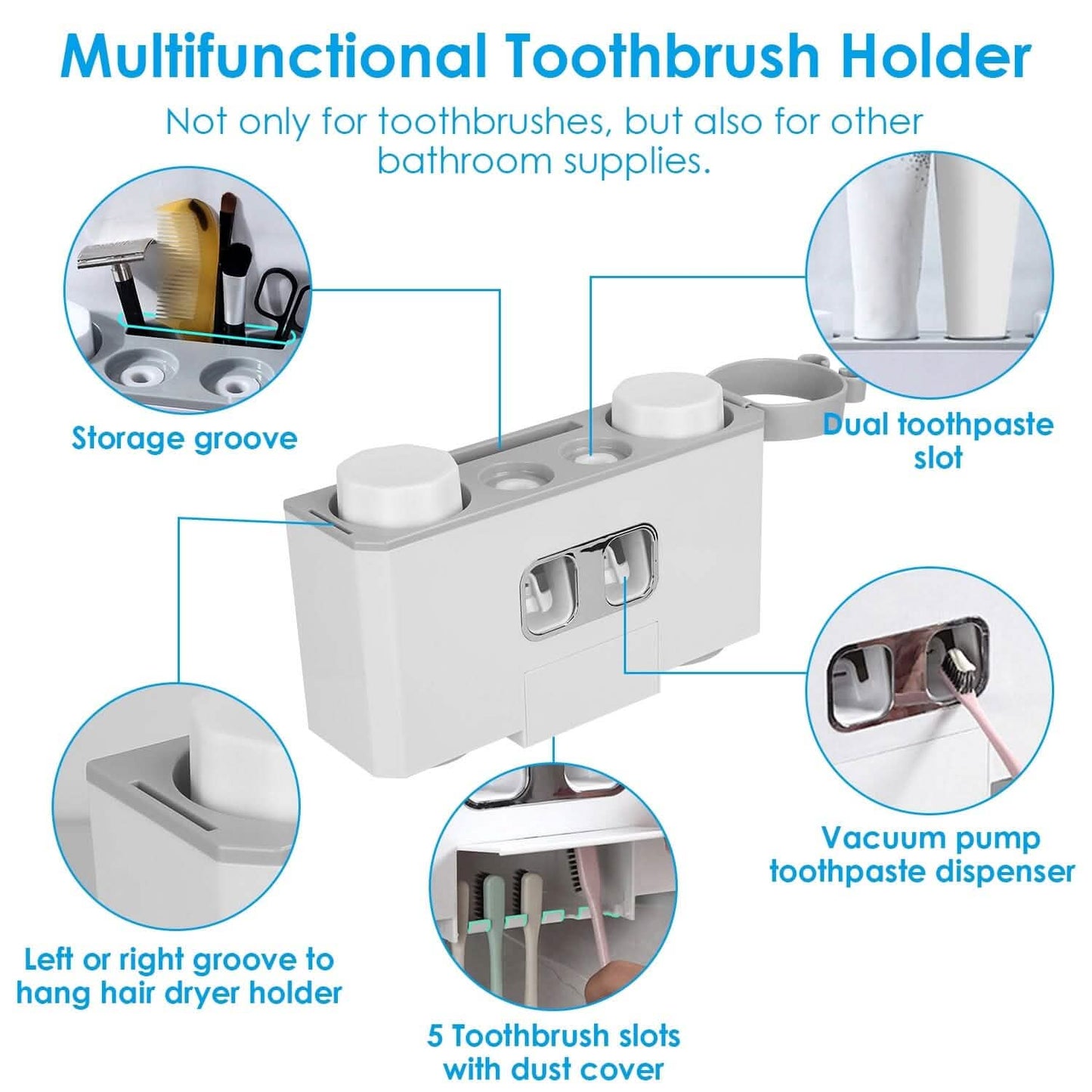 Multifunctional Wall Mount Toothbrush Organizer DailySale