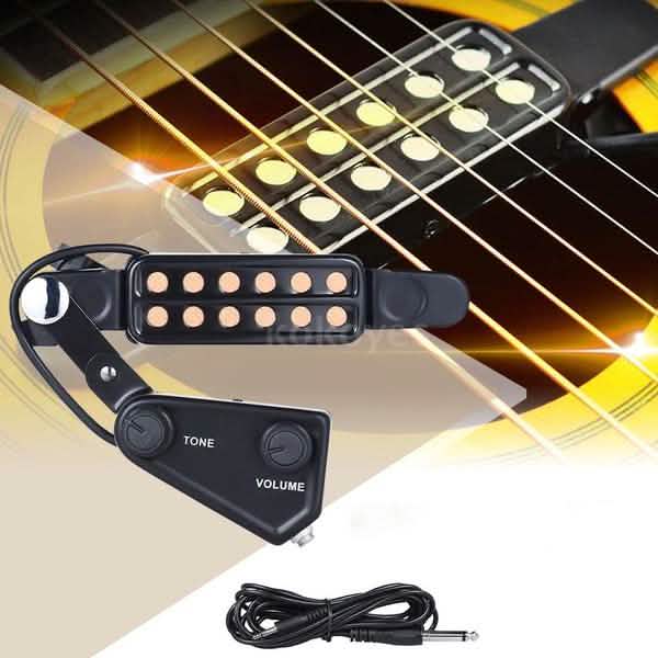 Music Tools 12-hole Acoustic Guitar Sound Hole Pickup Magnetic Transducer with Tone Volume Controller Audio Cable DailySale