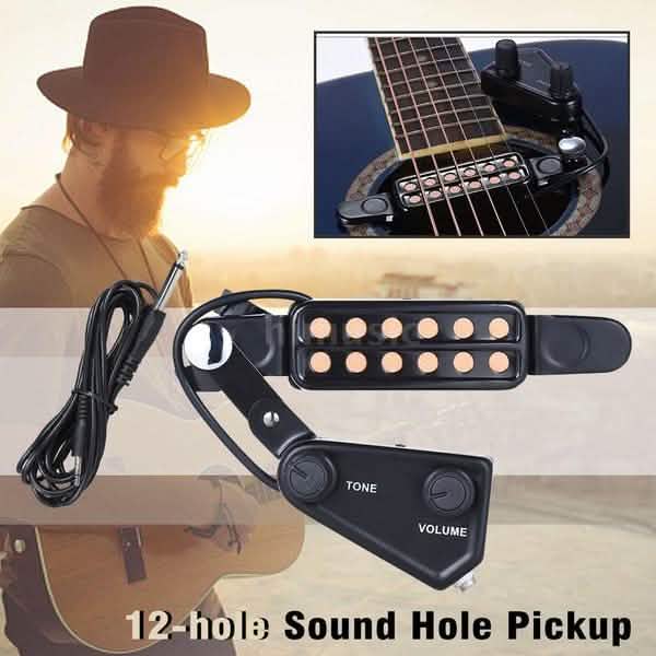 Music Tools 12-hole Acoustic Guitar Sound Hole Pickup Magnetic Transducer with Tone Volume Controller Audio Cable DailySale
