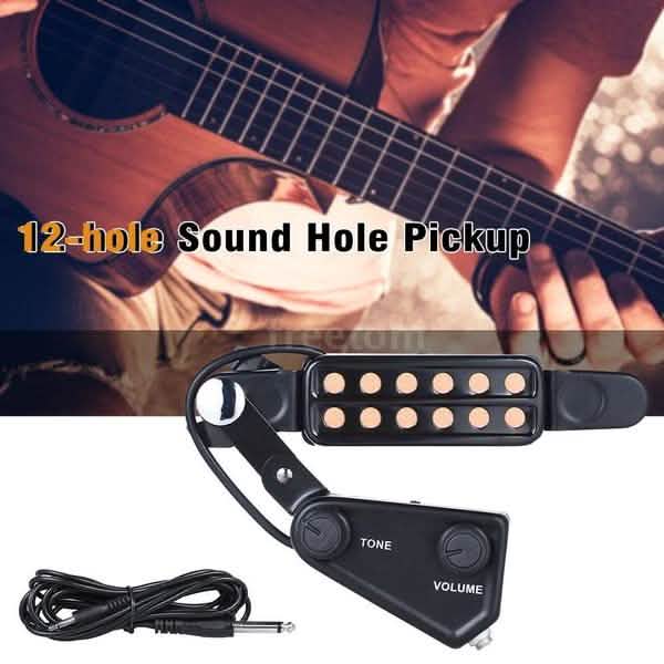 Music Tools 12-hole Acoustic Guitar Sound Hole Pickup Magnetic Transducer with Tone Volume Controller Audio Cable DailySale