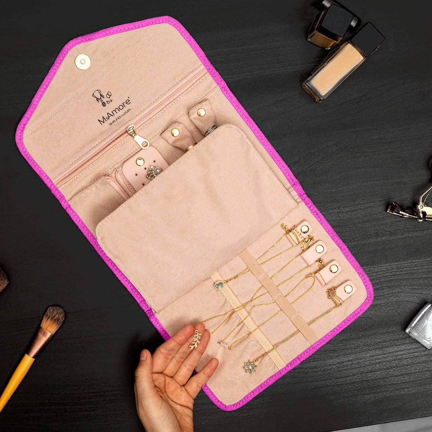 MyAmore' Jewelry Roll Travel Case DailySale