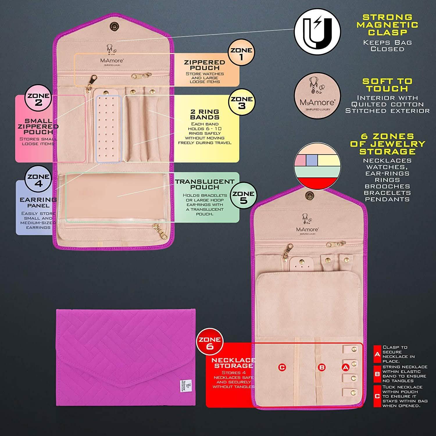 MyAmore' Jewelry Roll Travel Case DailySale