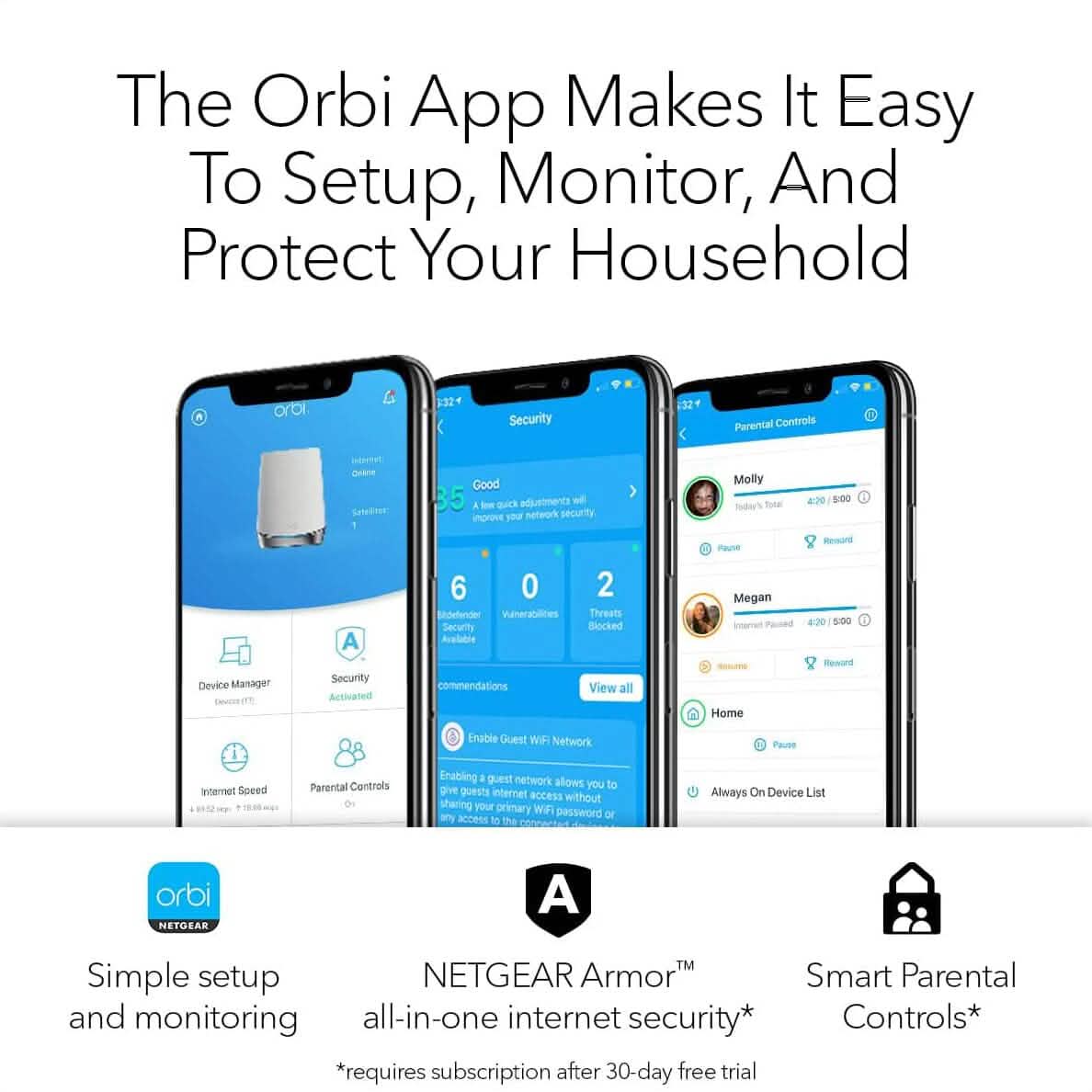 NETGEAR Orbi Whole Home Tri-band Mesh WiFi 6 System (RBK752) (Refurbished) DailySale