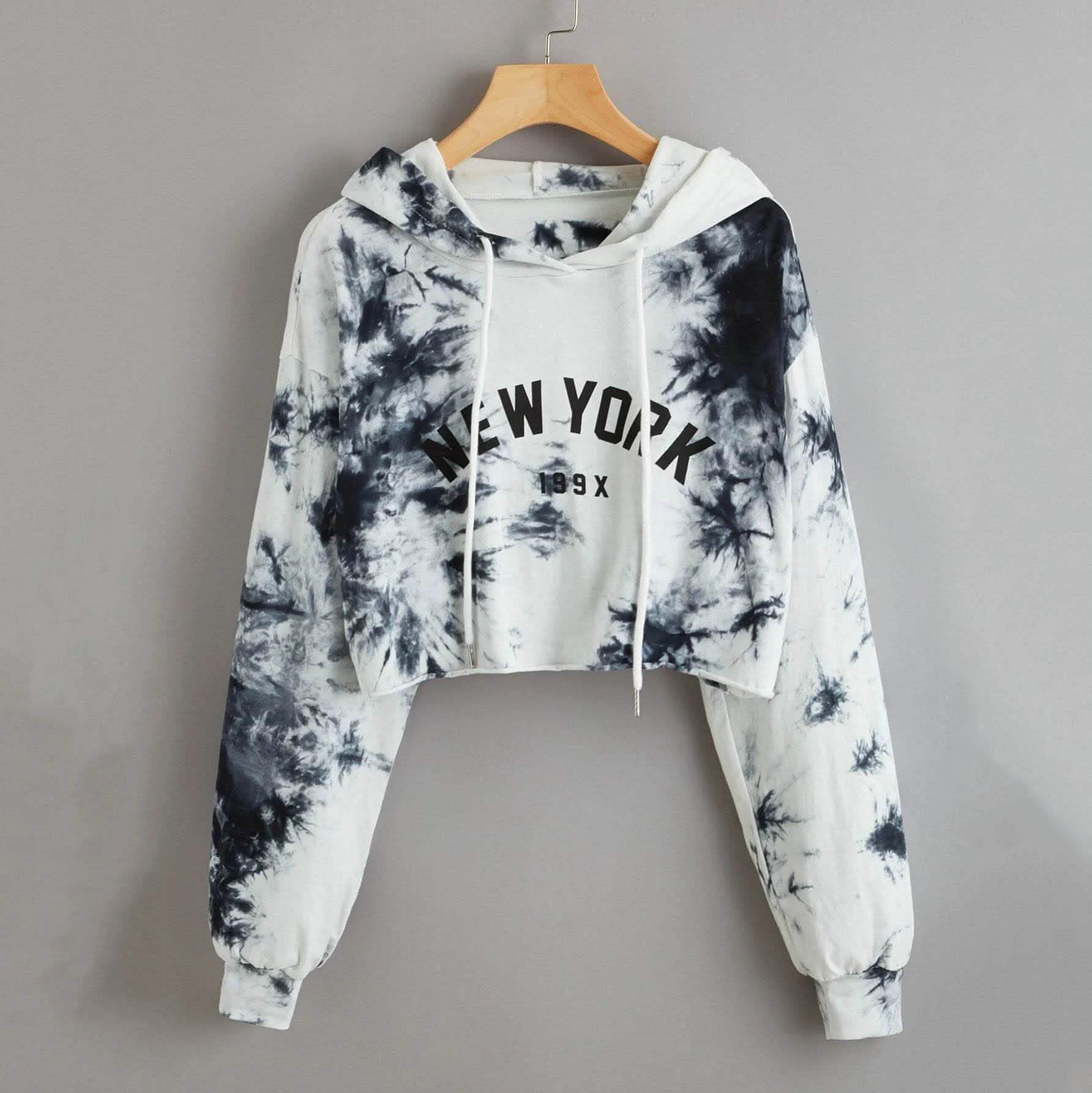 New York Graphic Tie-Dye Cropped Hoodie DailySale