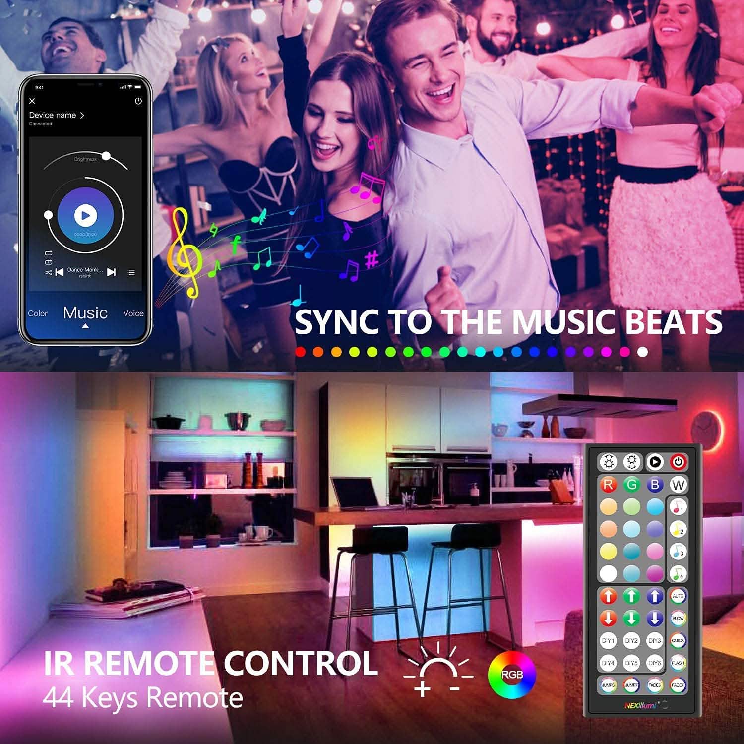 Nexillumi 132 Ft. Color Changing RGB LED Lights DailySale