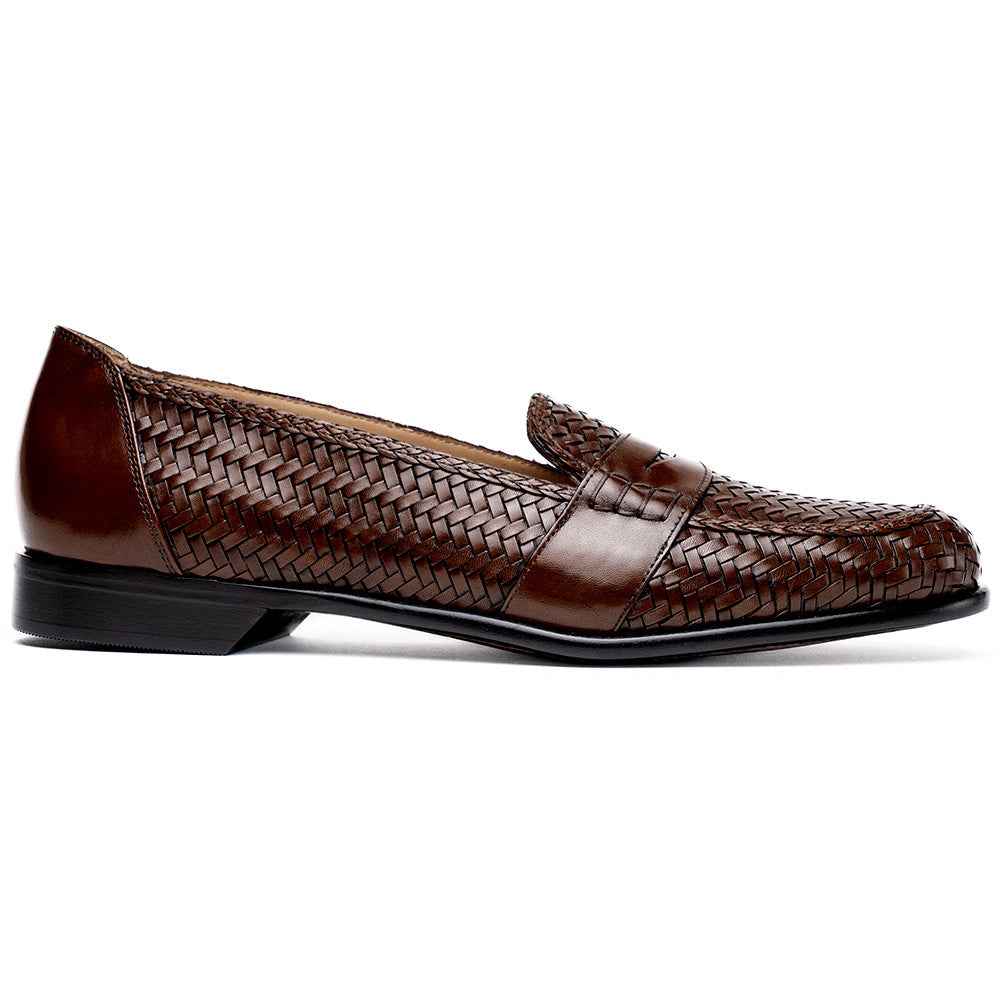 15-585-BRN NICOLA Italian Calfskin Basketweave, Dark  Brown