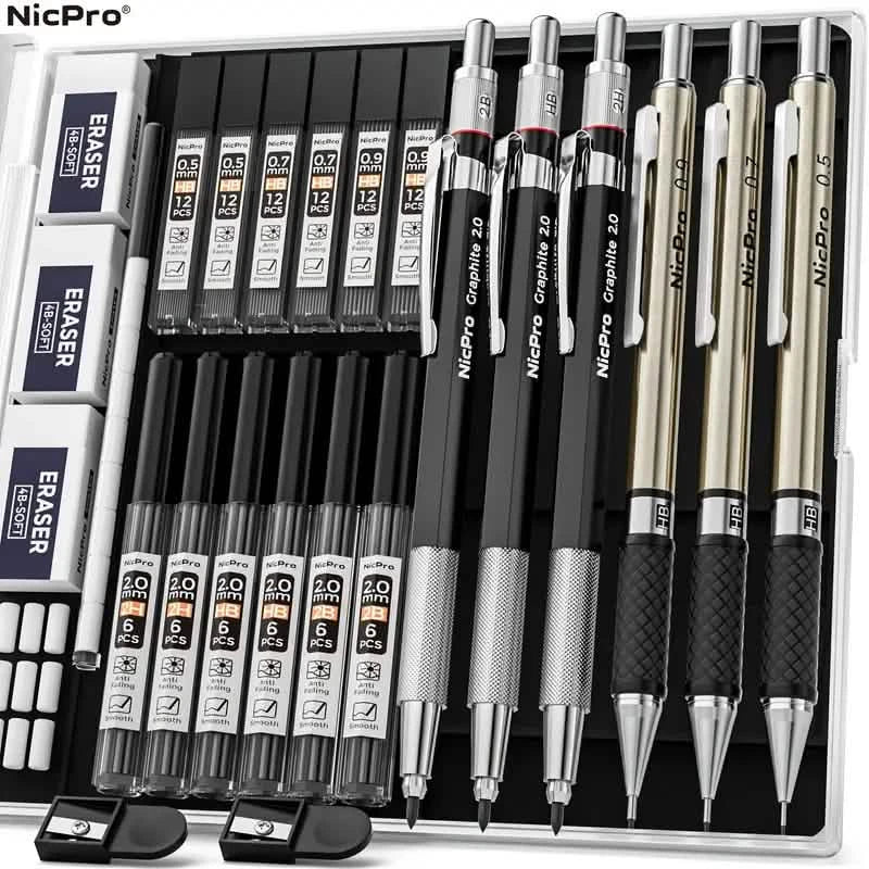 Nicpro Art Mechanical Pencil Set for Writing, Sketching, Drawing With Lead Refills Case DailySale