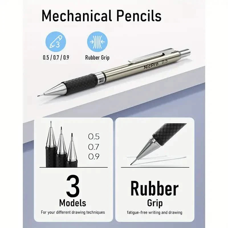 Nicpro Art Mechanical Pencil Set for Writing, Sketching, Drawing With Lead Refills Case DailySale