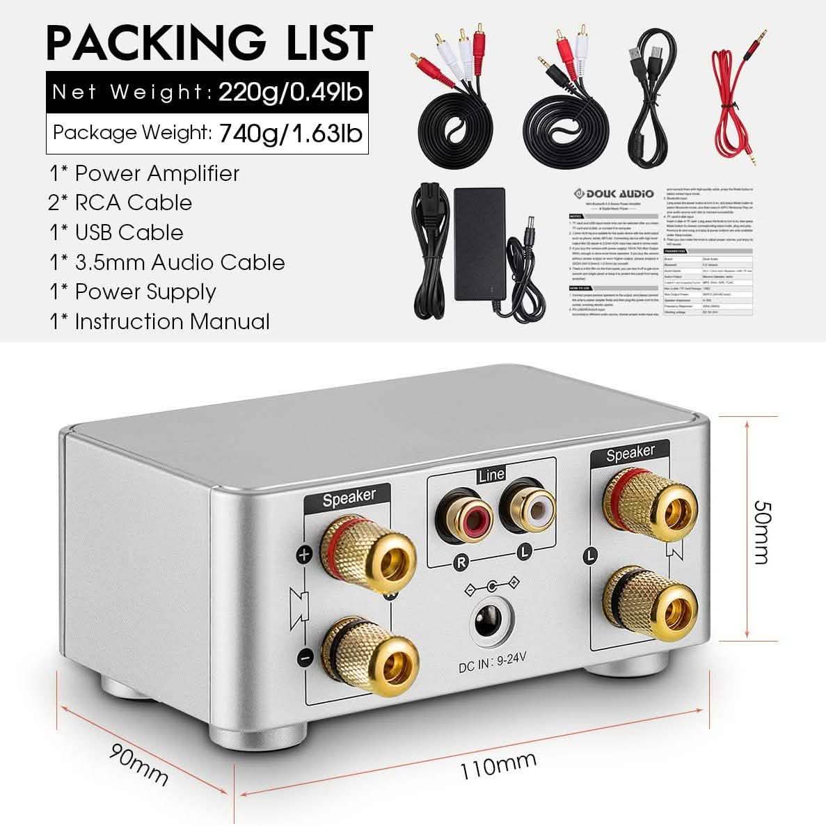 Nobsound 100W Mini Bluetooth 5.0 Power Amplifier DailySale