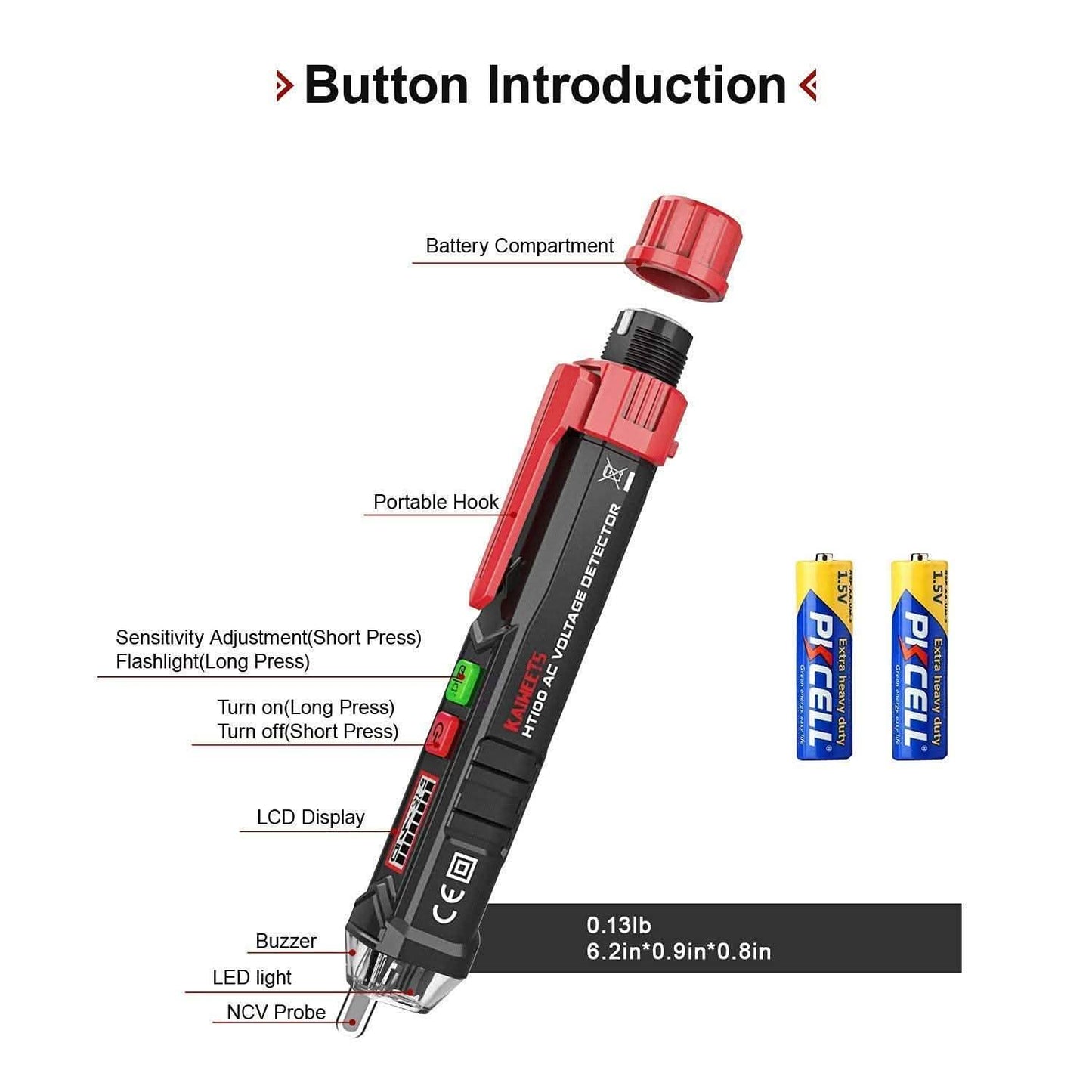 Non-Contact Voltage Tester with Dual Range AC 12V-1000V/48V-1000V DailySale