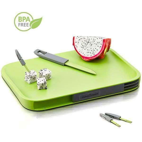 Non-Slip Cutting Board Set Includes -Knife, 3 Mini Forks, BPA Free Board DailySale