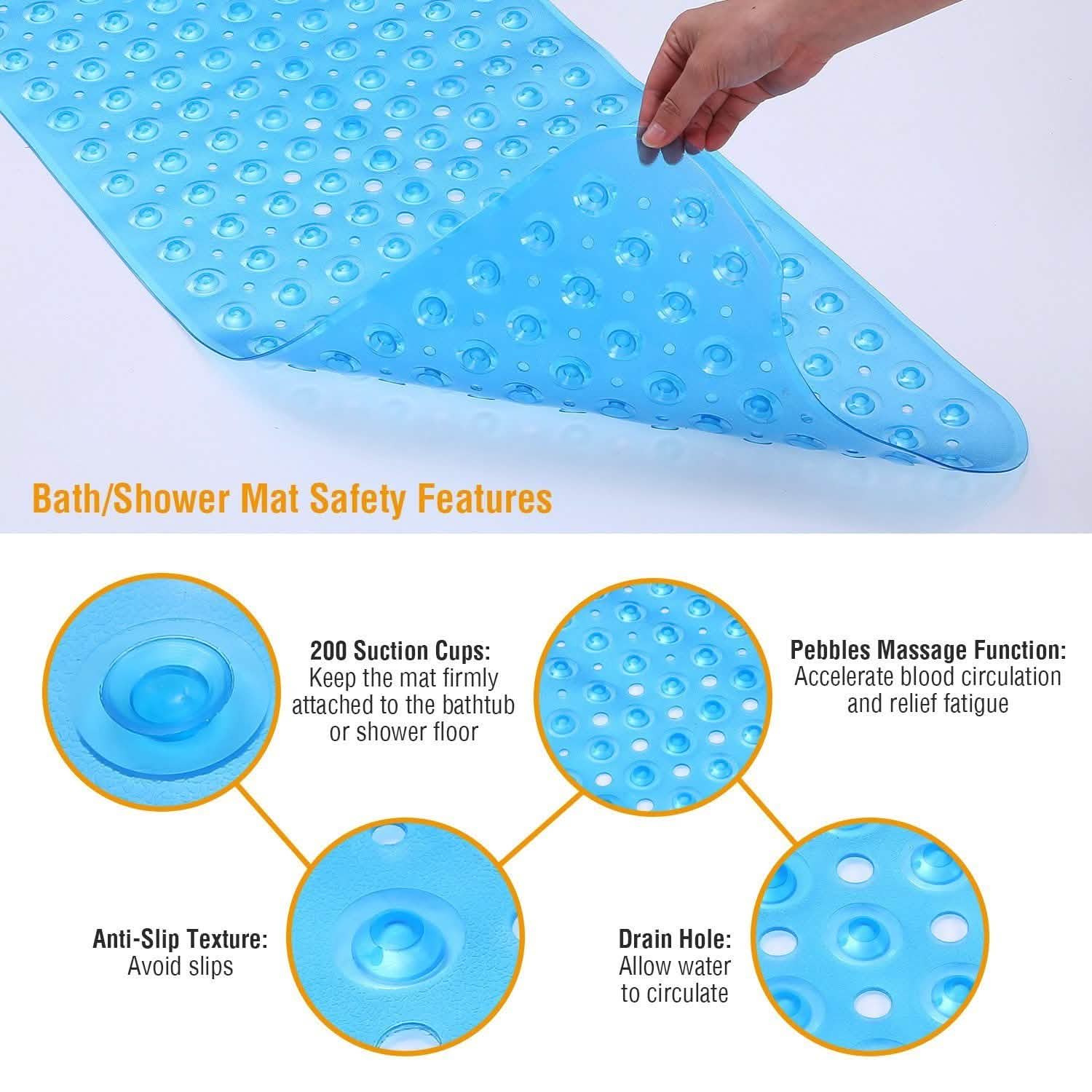 Non Slip Shower Mat Massage Anti-Bacterial with Suction Cups DailySale