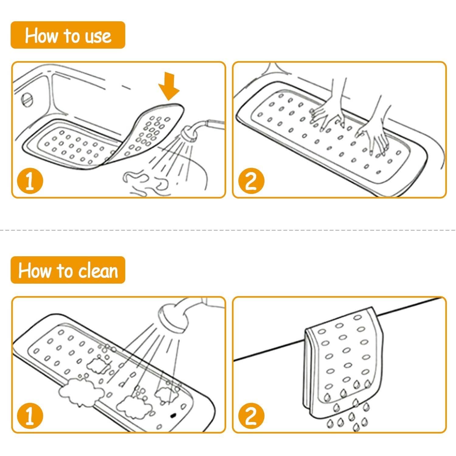 Non Slip Shower Mat Massage Anti-Bacterial with Suction Cups DailySale