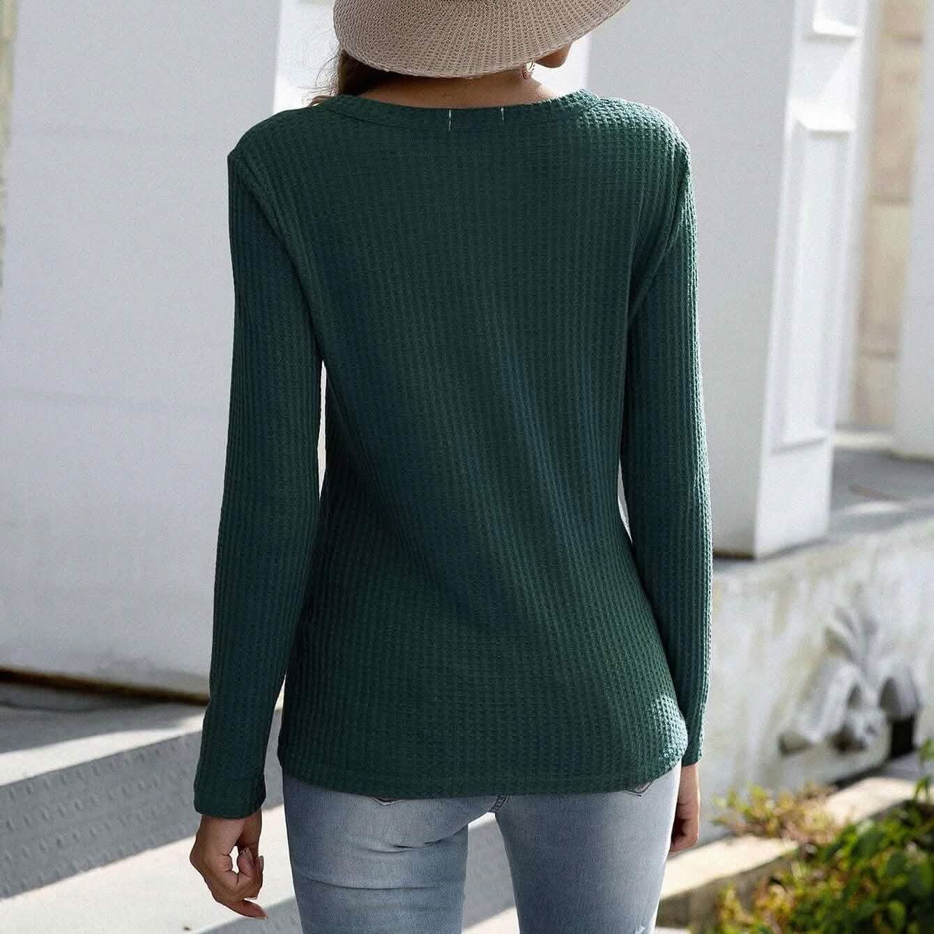 Notched Waffle Knit Solid Tee DailySale