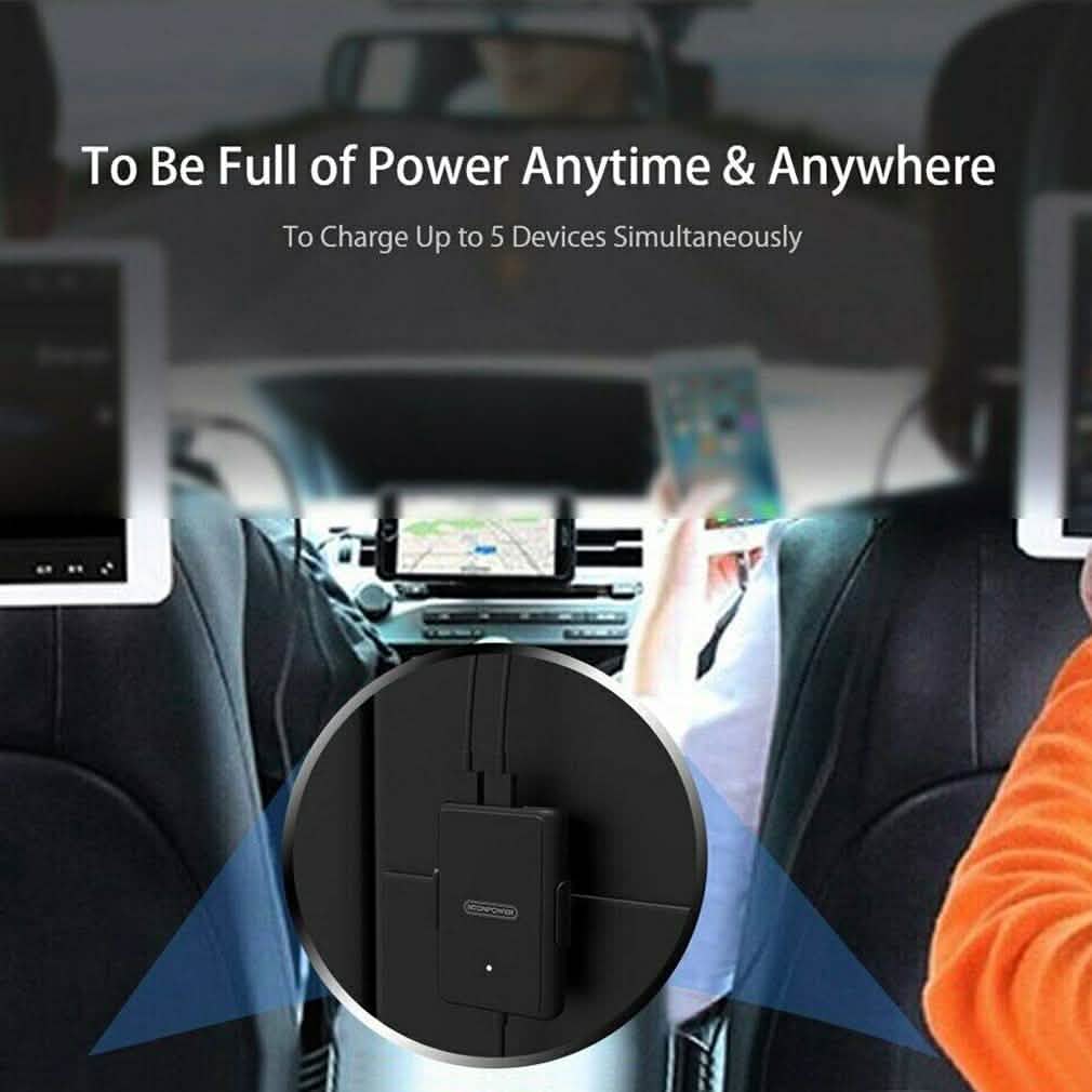 NTONPOWER 5 USB Ports Car Charger with 1.8 Extension Cable DailySale