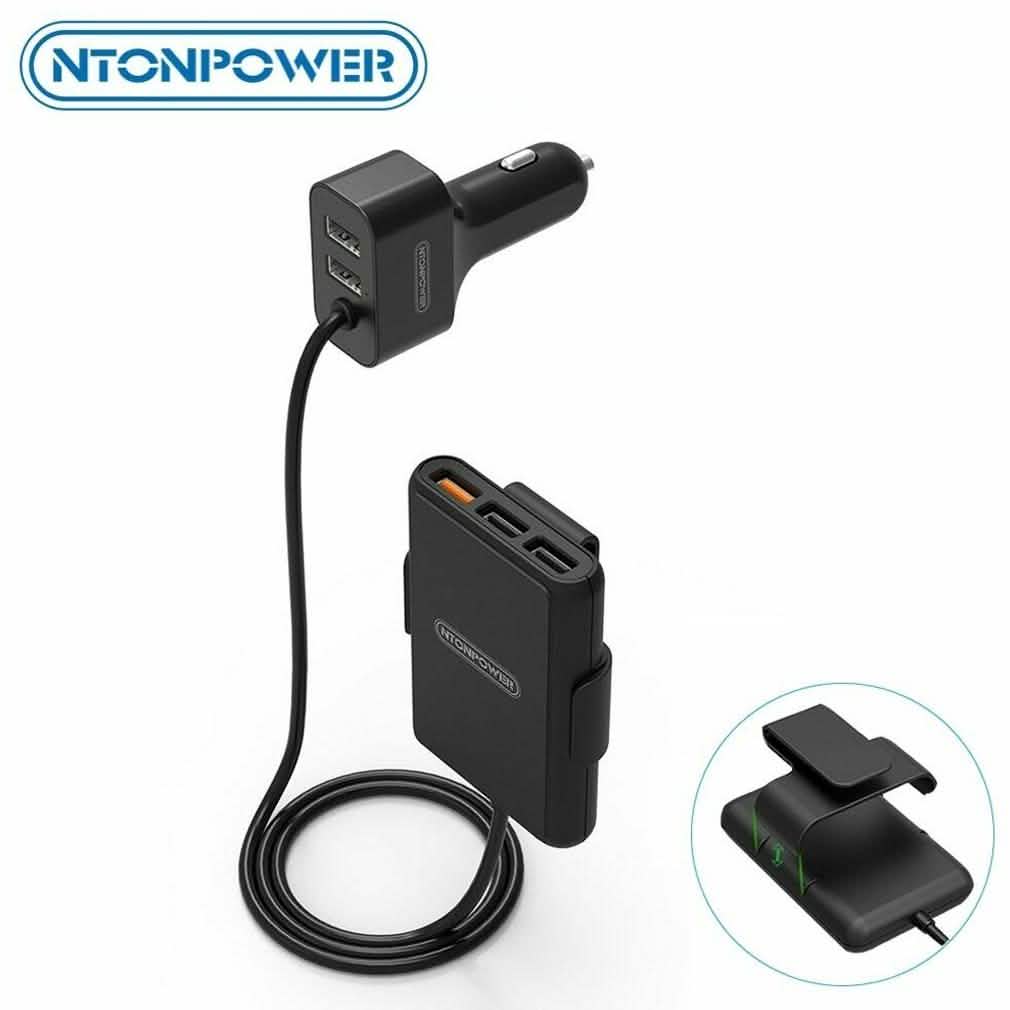 NTONPOWER 5 USB Ports Car Charger with 1.8 Extension Cable DailySale