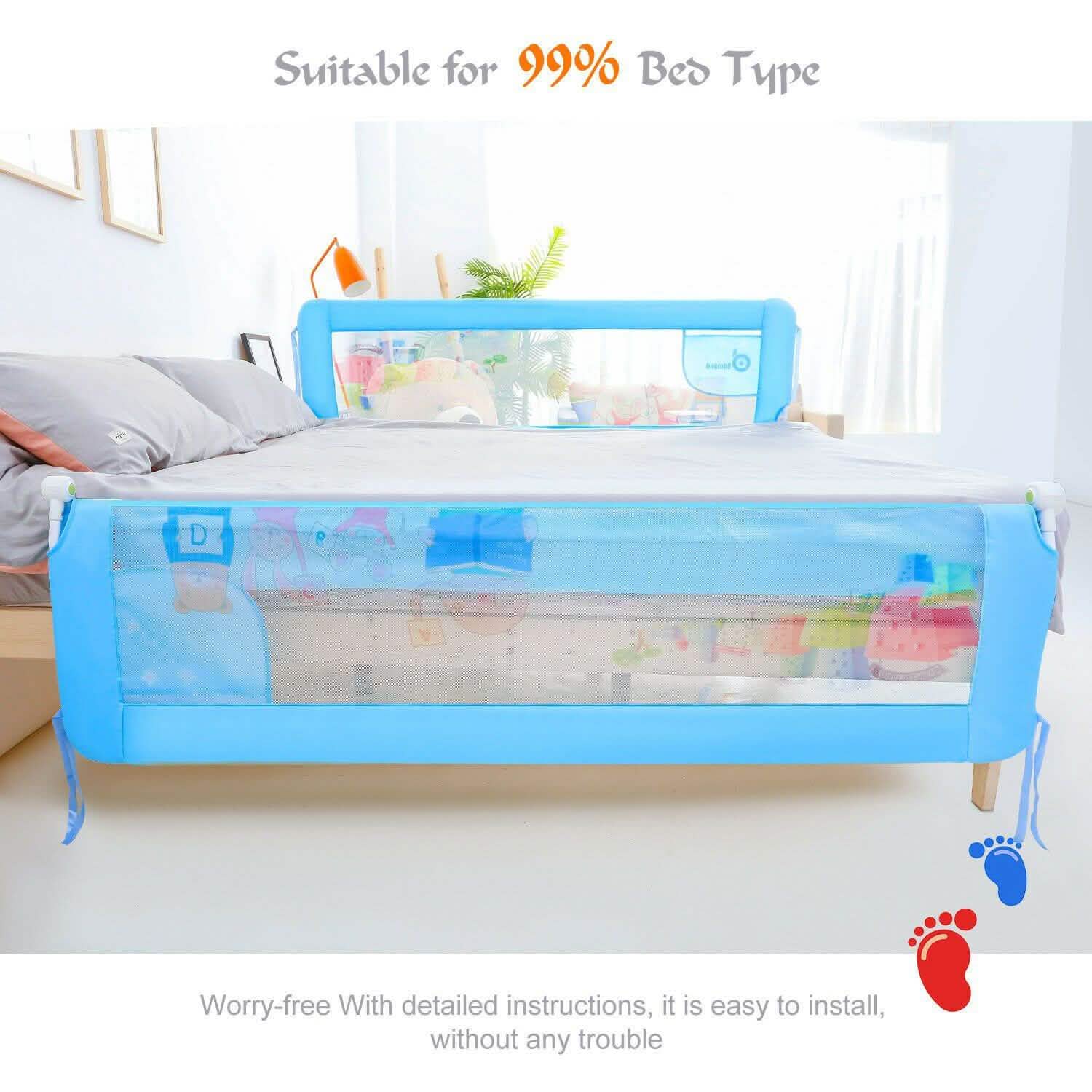 Odoland 180cm 71" Safety Bed Rail Anti Falling Guard Foldable Baby Child Toddler DailySale