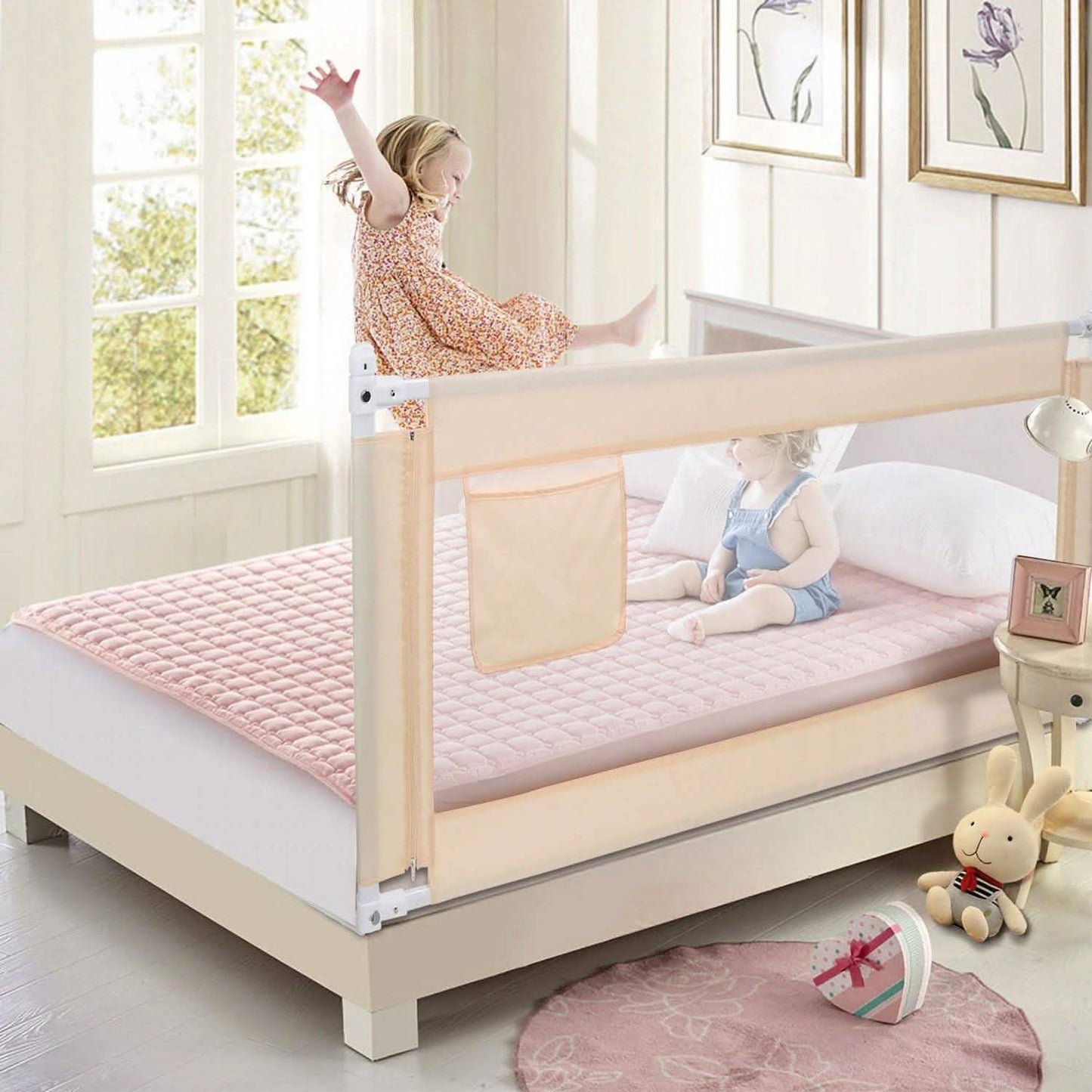 Odoland 70in Foldable Baby Toddler Safety Bed Rail Anti Falling Guard DailySale