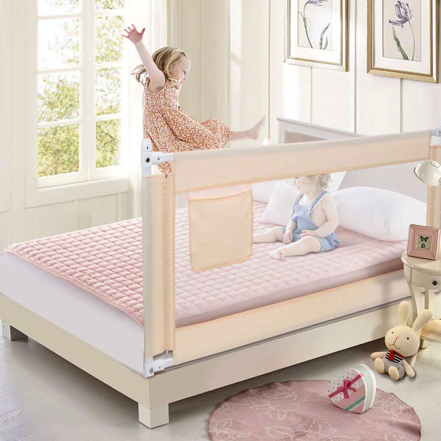 Odoland 70in Foldable Baby Toddler Safety Bed Rail Anti Falling Guard DailySale