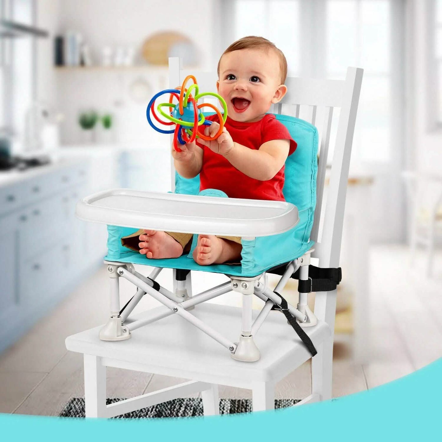 ODOLAND Folding Portable Travel High Chairs Booster Seat with Tray for Baby Infant DailySale