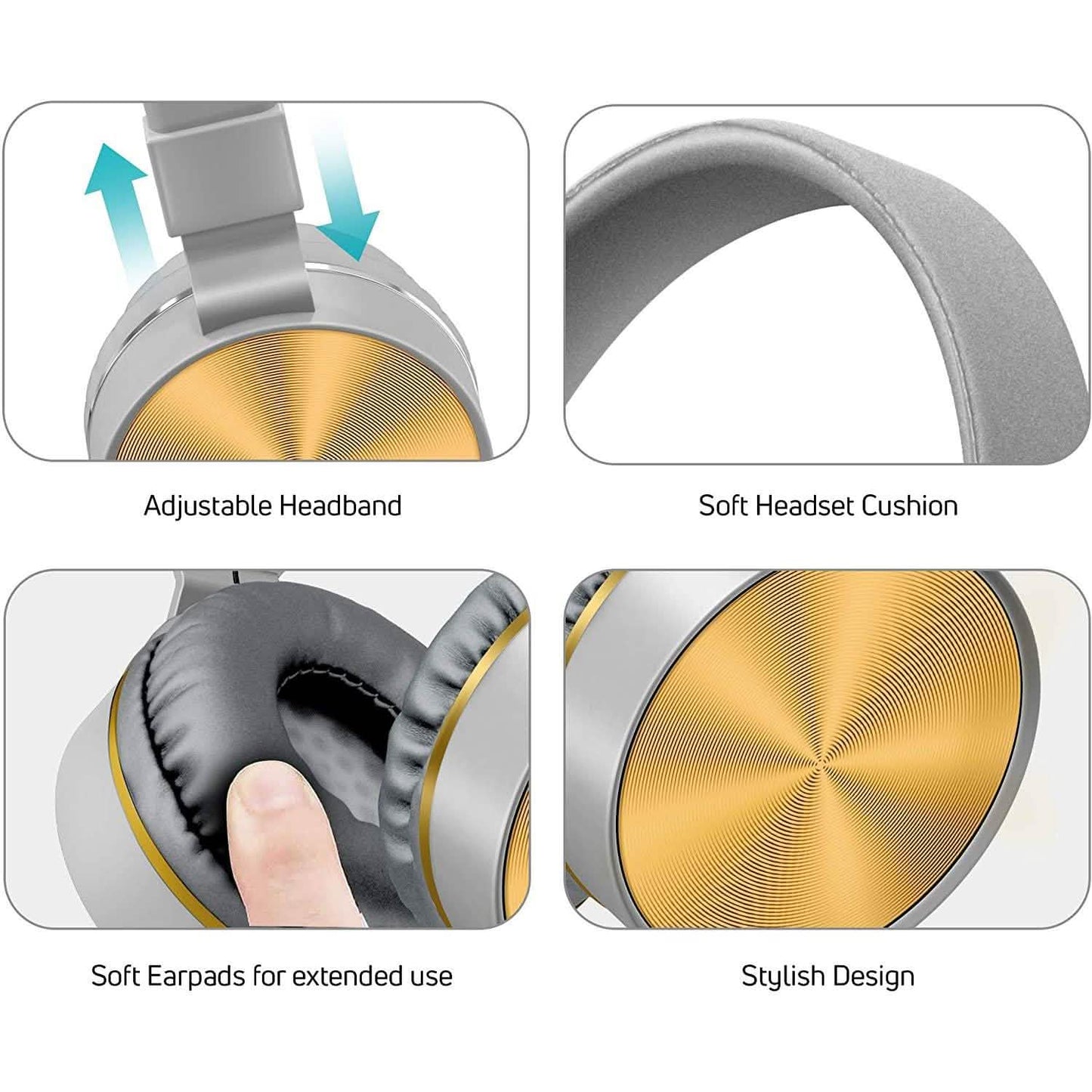 On-Ear Headphones with Built-in Mic, Portable Audio Headset with Adjustable Headband DailySale