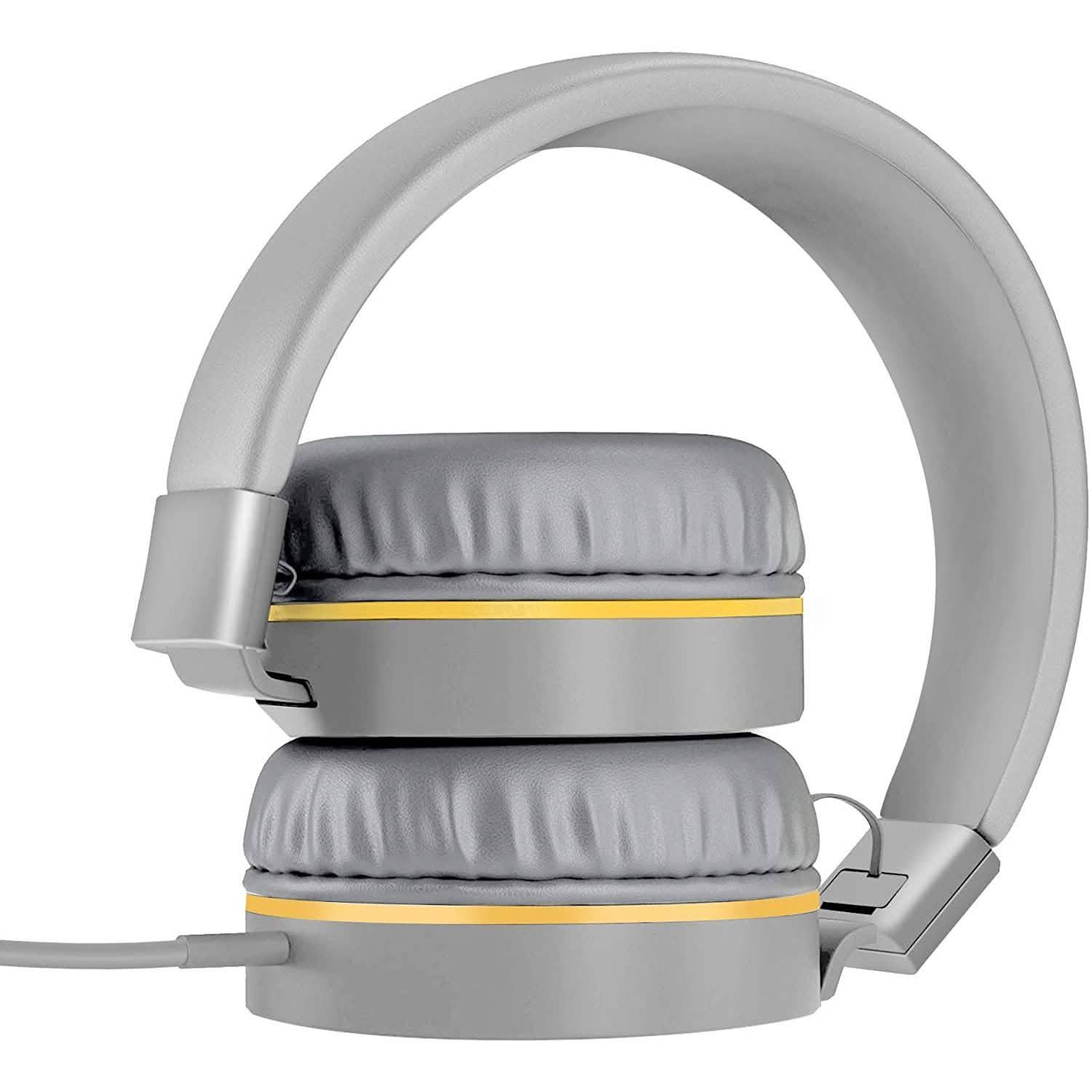 On-Ear Headphones with Built-in Mic, Portable Audio Headset with Adjustable Headband DailySale