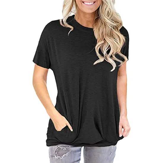 Women Casual Loose Fit Shirt Tunic Top Baggy Comfy Blouse with Pocket DailySale