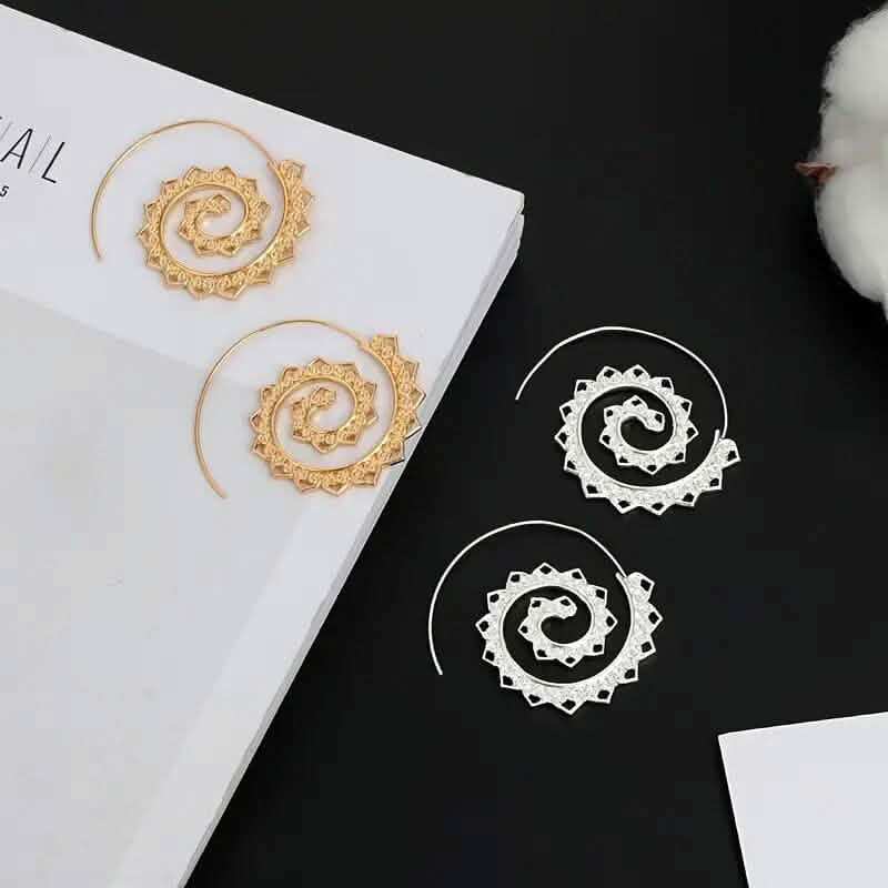 Oval Spiral Exaggerated Swirl Gear Heart Shape Earrings DailySale