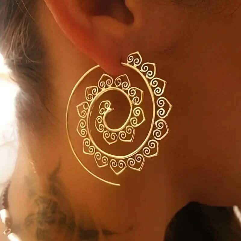Oval Spiral Exaggerated Swirl Gear Heart Shape Earrings DailySale
