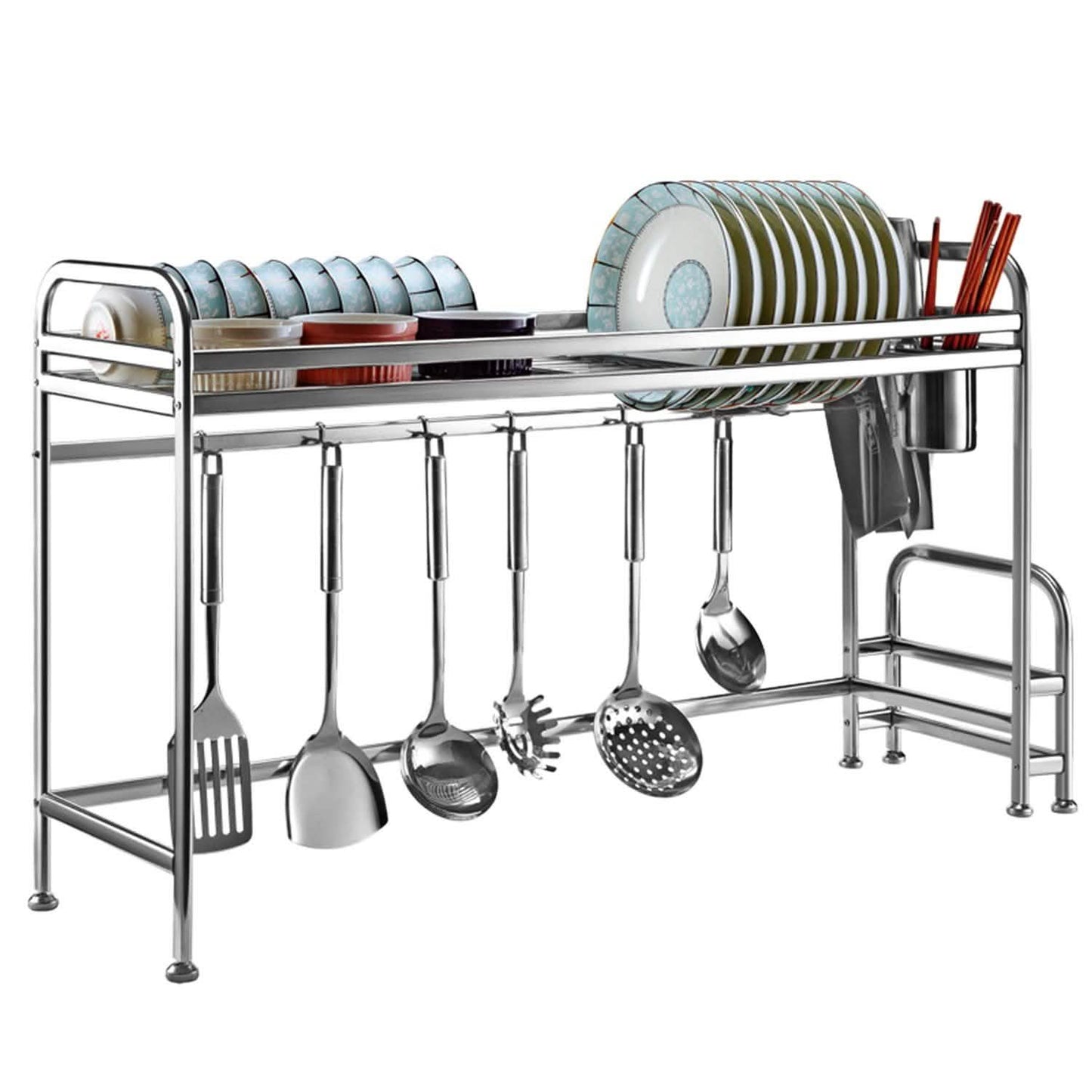 Over Sink Dish Drying Rack with Cutlery Holder DailySale