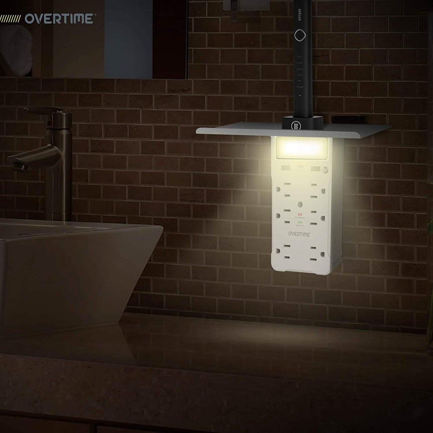 Overtime USB Outlet Shelf Night Light - Multi Plug Outlet Extender with Surge Protector DailySale