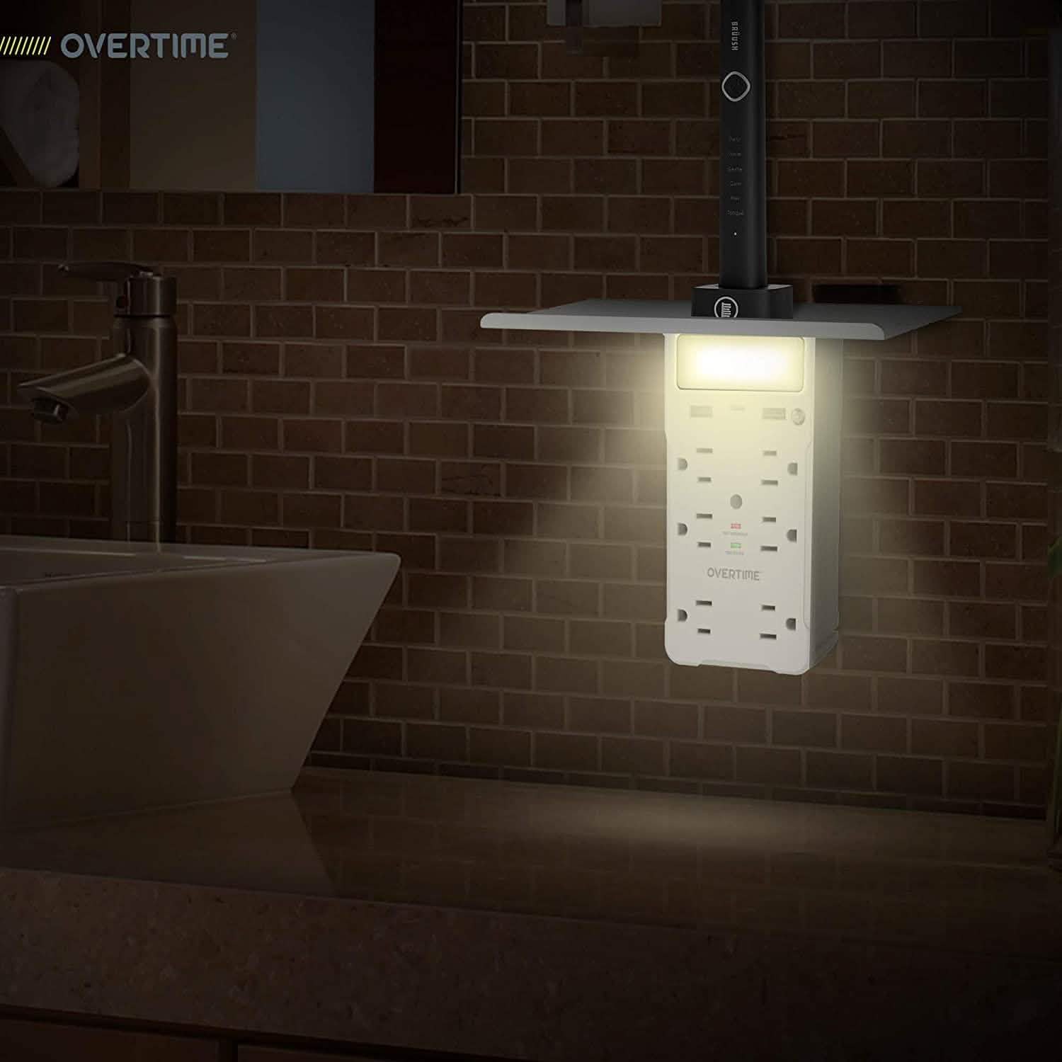 Overtime USB Outlet Shelf Night Light - Multi Plug Outlet Extender with Surge Protector DailySale