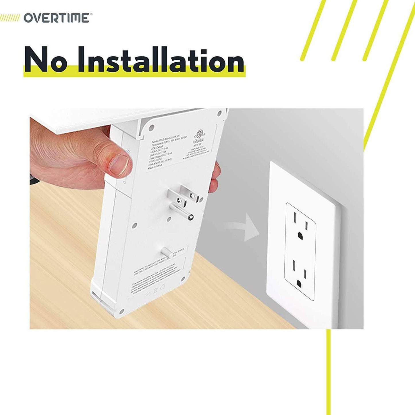 Overtime USB Outlet Shelf Night Light - Multi Plug Outlet Extender with Surge Protector DailySale