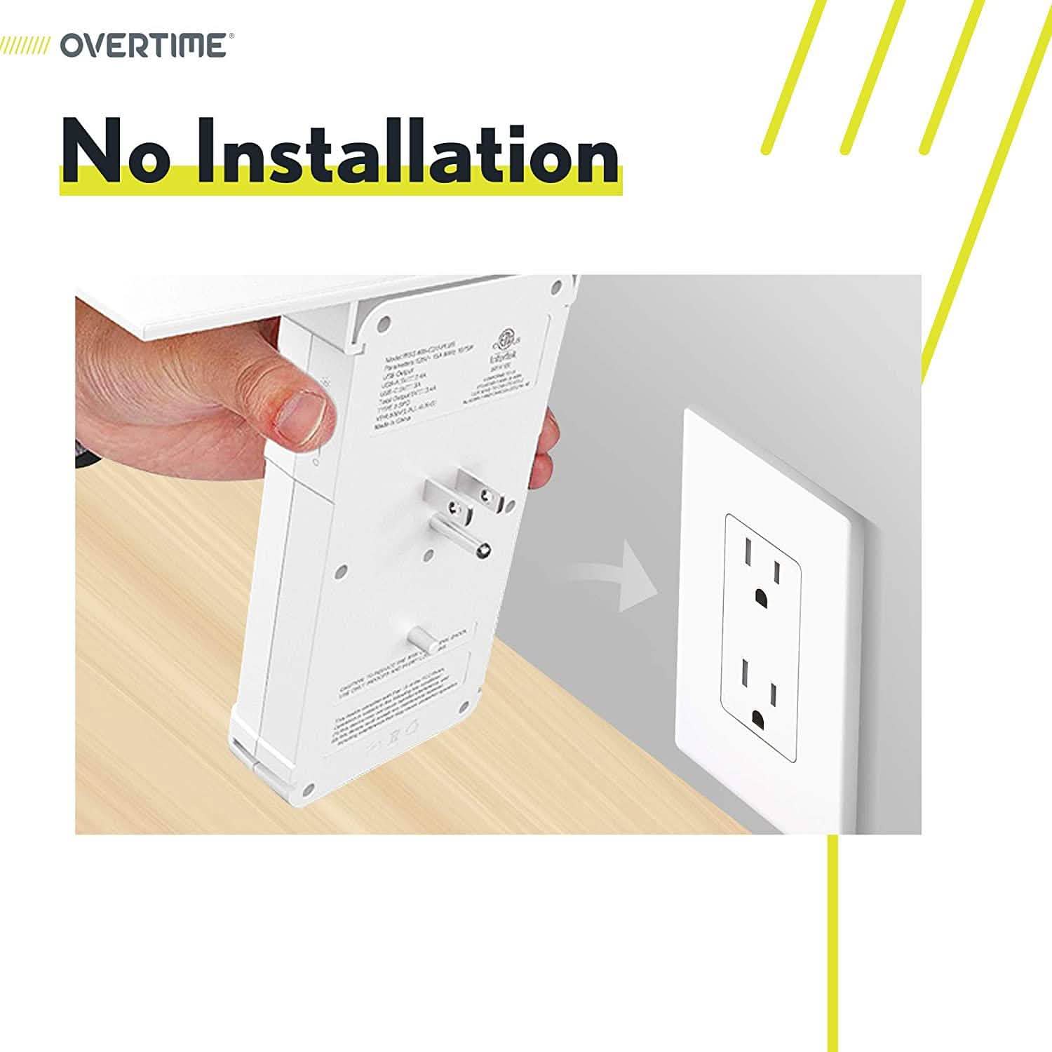 Overtime USB Outlet Shelf Night Light - Multi Plug Outlet Extender with Surge Protector DailySale