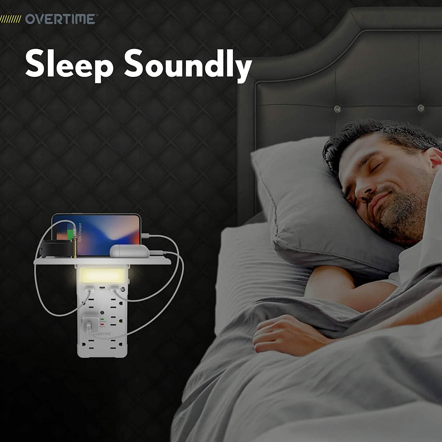 Overtime USB Outlet Shelf Night Light - Multi Plug Outlet Extender with Surge Protector DailySale