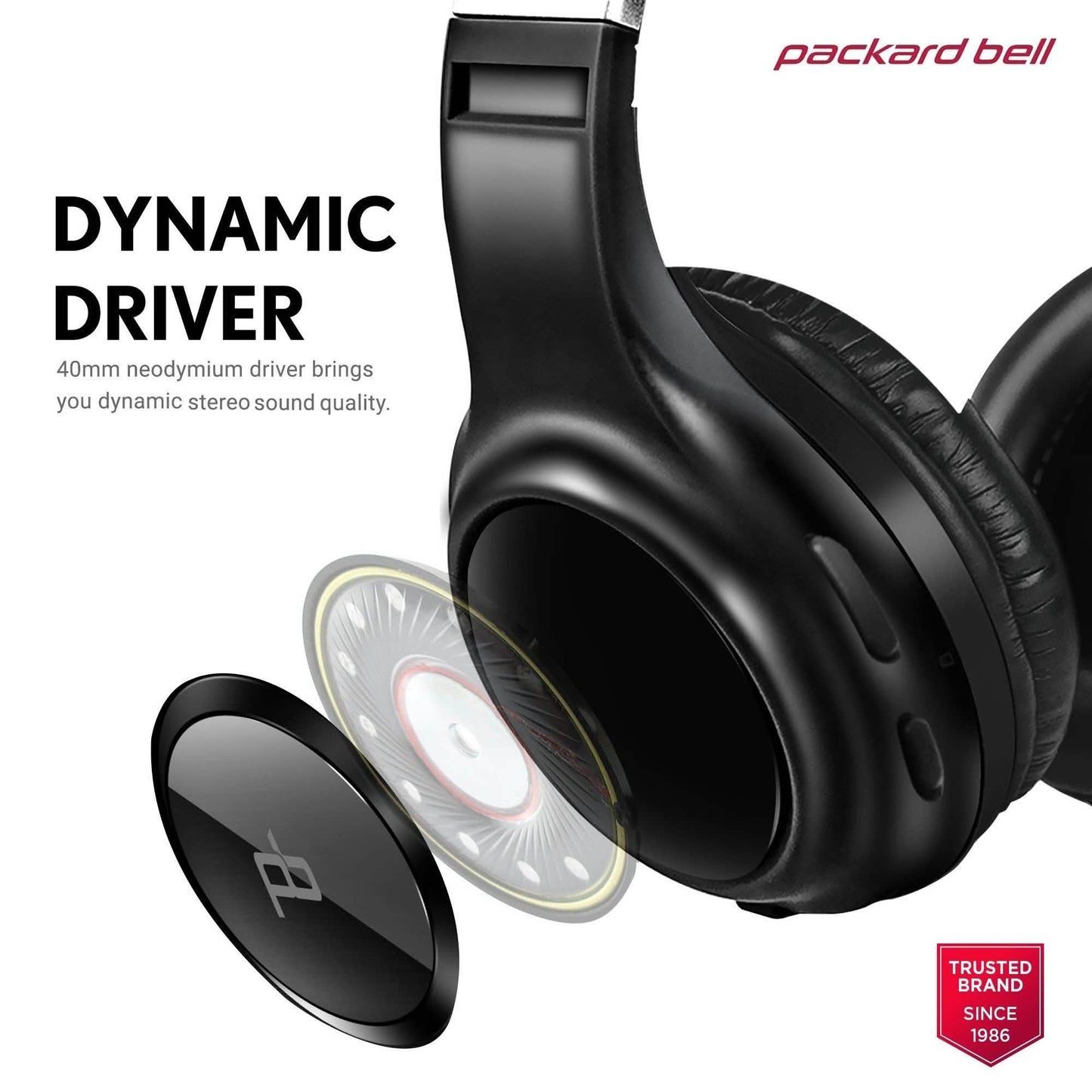 Packard Bell  Dynamic Audio Wireless Headphones - Rechargeable HD Headset DailySale