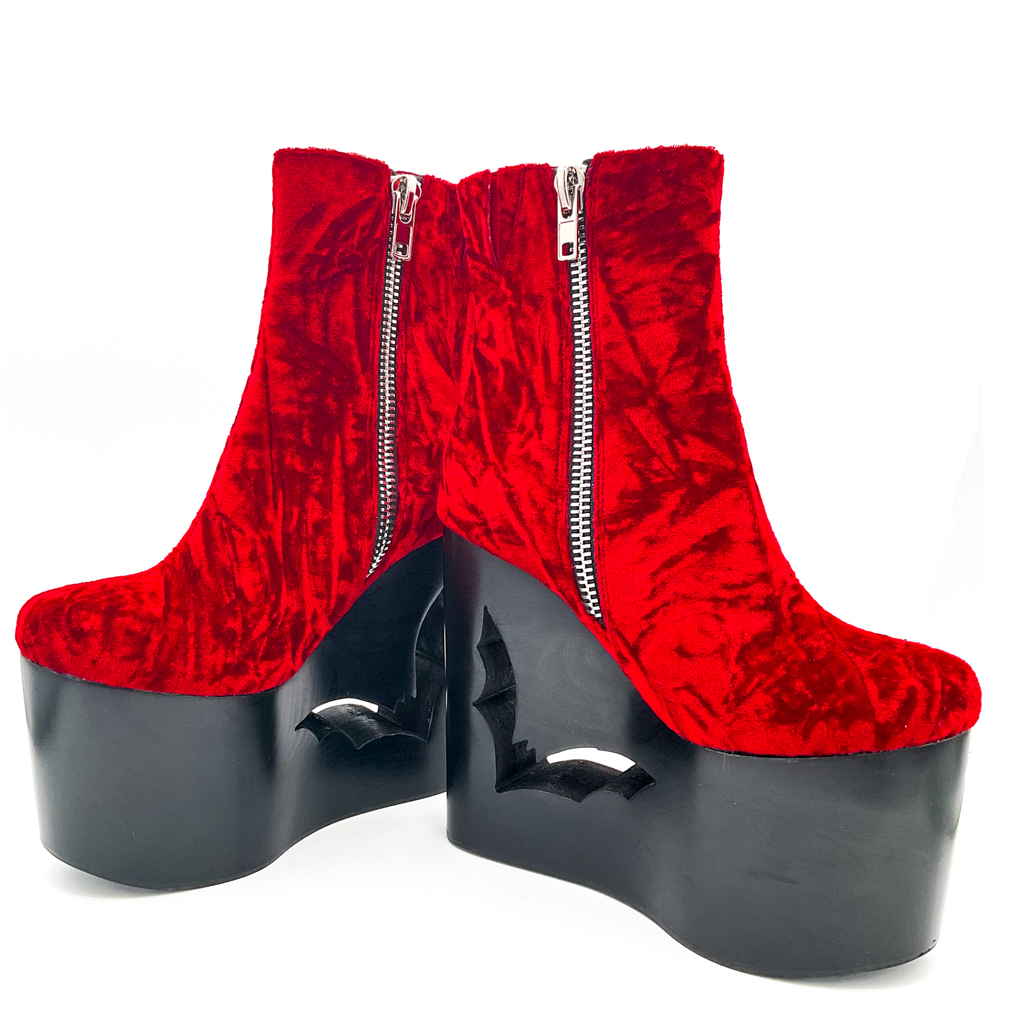 Deadwood Oxblood Velvet Wedge Boot Charla Tedrick