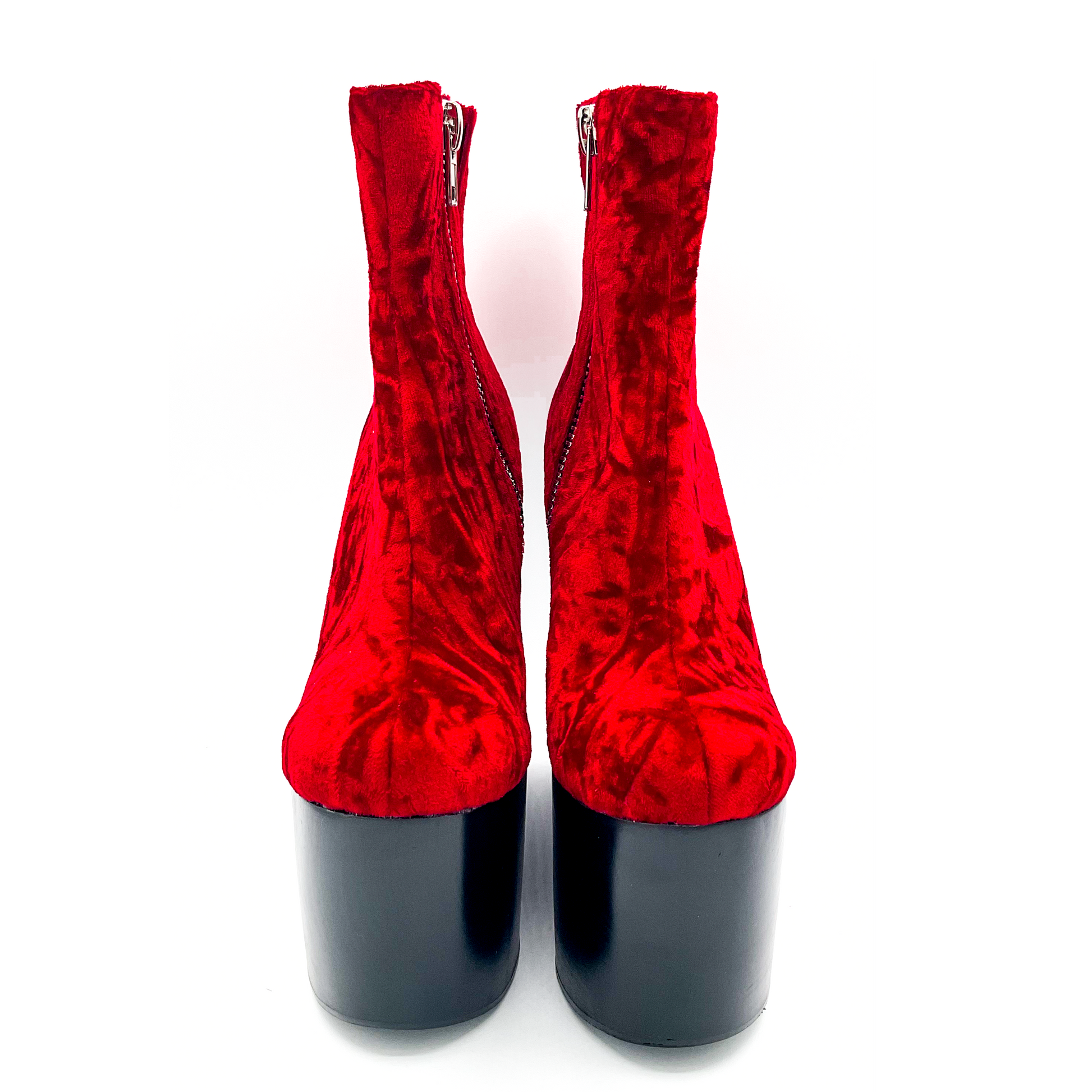 Deadwood Oxblood Velvet Wedge Boot Charla Tedrick