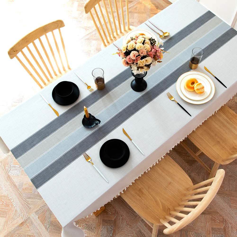 Patchwork Fringed Linen Tablecloth DailySale