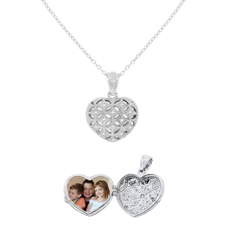 Patterned Heart Locket Pendant Necklace DailySale