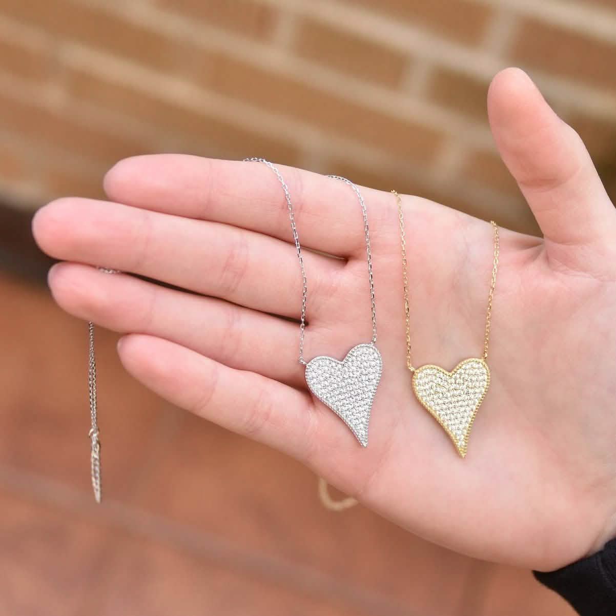 Pave Elongated Heart Necklace DailySale