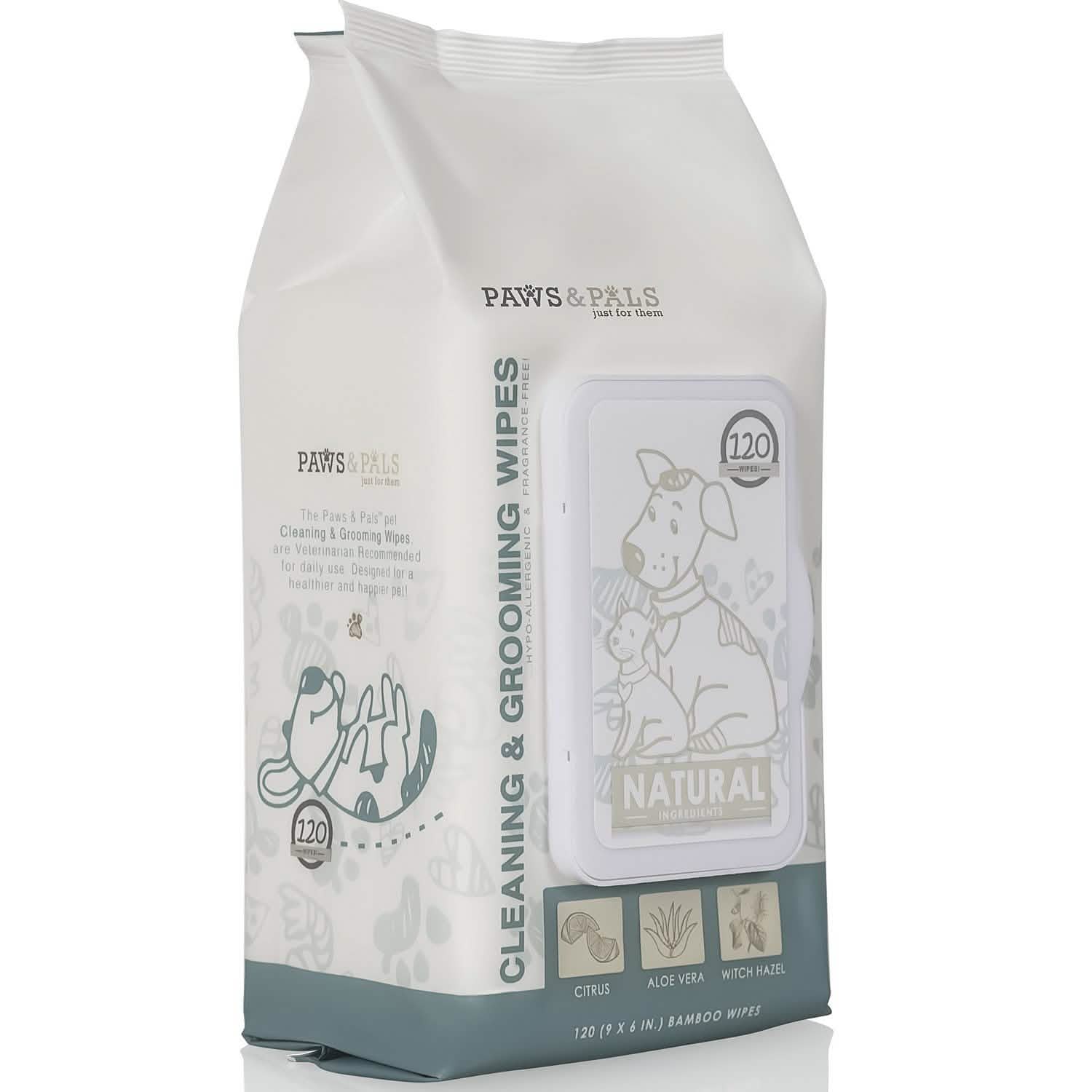 Paws & Pals Pet Grooming Wipes Hypo-Allergenic Cleansing and Deodorizing DailySale