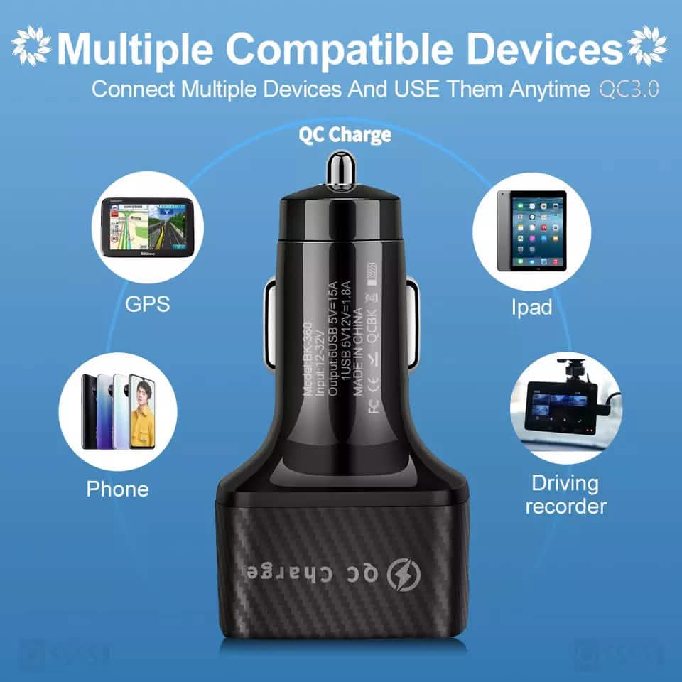 PBG LED 6-Port Car Charger Charge DailySale