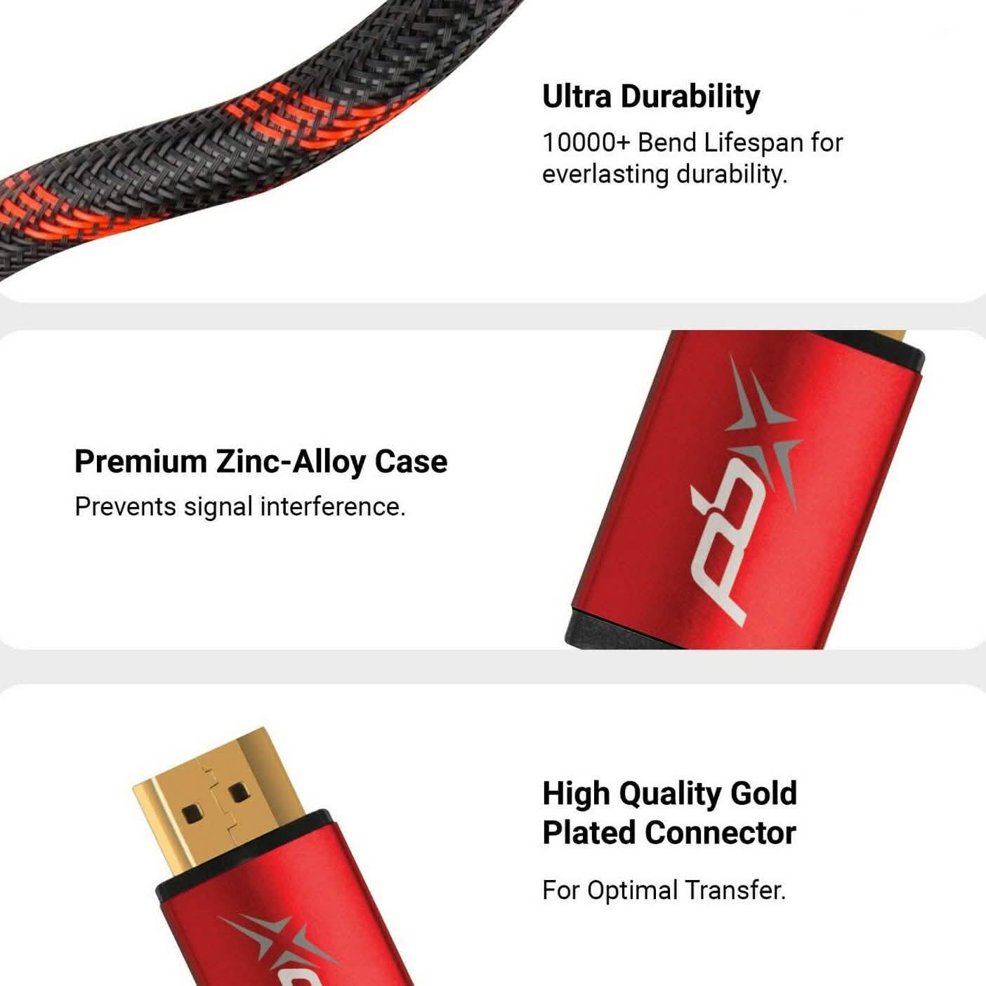 PBX 4K HDMI 2.0 Cable High Speed 18Gbps Braided Cord DailySale