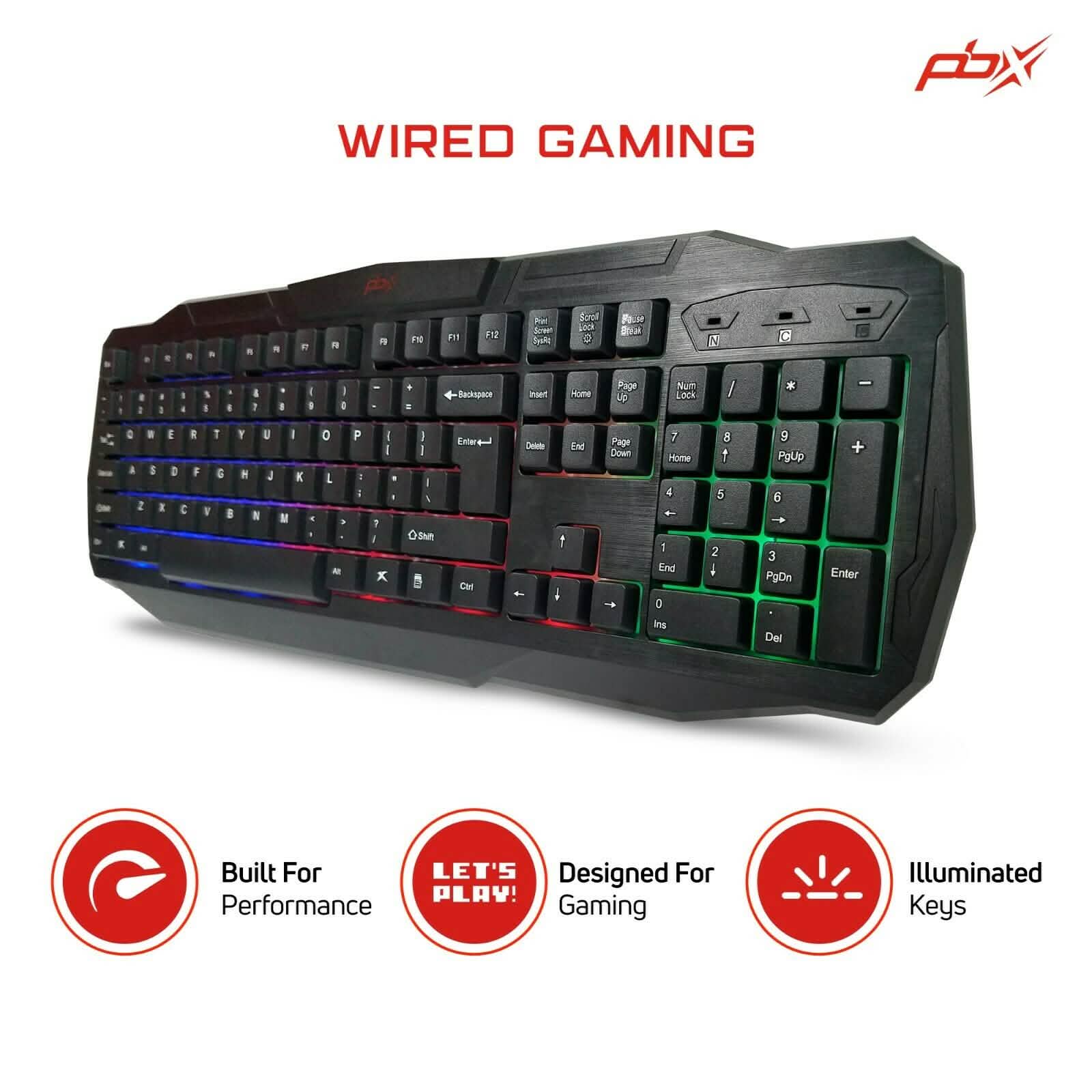 PBX Backlit Pro Gaming Keyboard - Full-Sized & Ergonomic with LED RGB Backlight DailySale