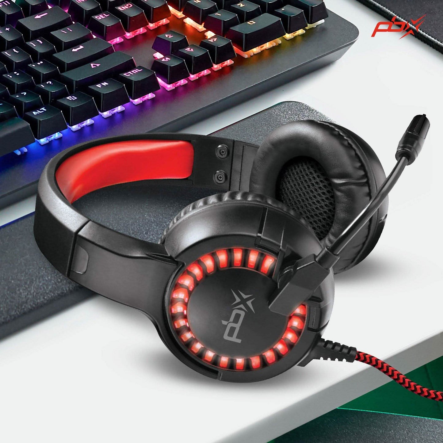 PBX INFERNO H8 Wired LED Headset with Boom Microphone and Noise-Reduction DailySale