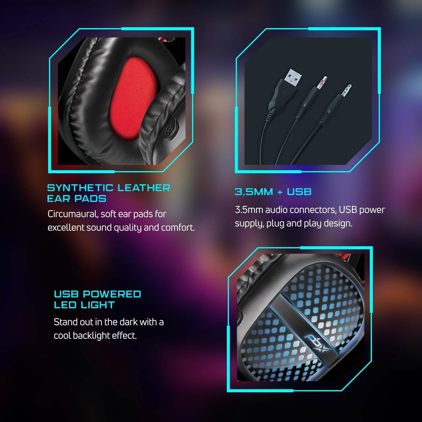 PBX Pulse 7 Elite Comfort Gaming Headset | Over-Ear LED Headphones with Mic DailySale